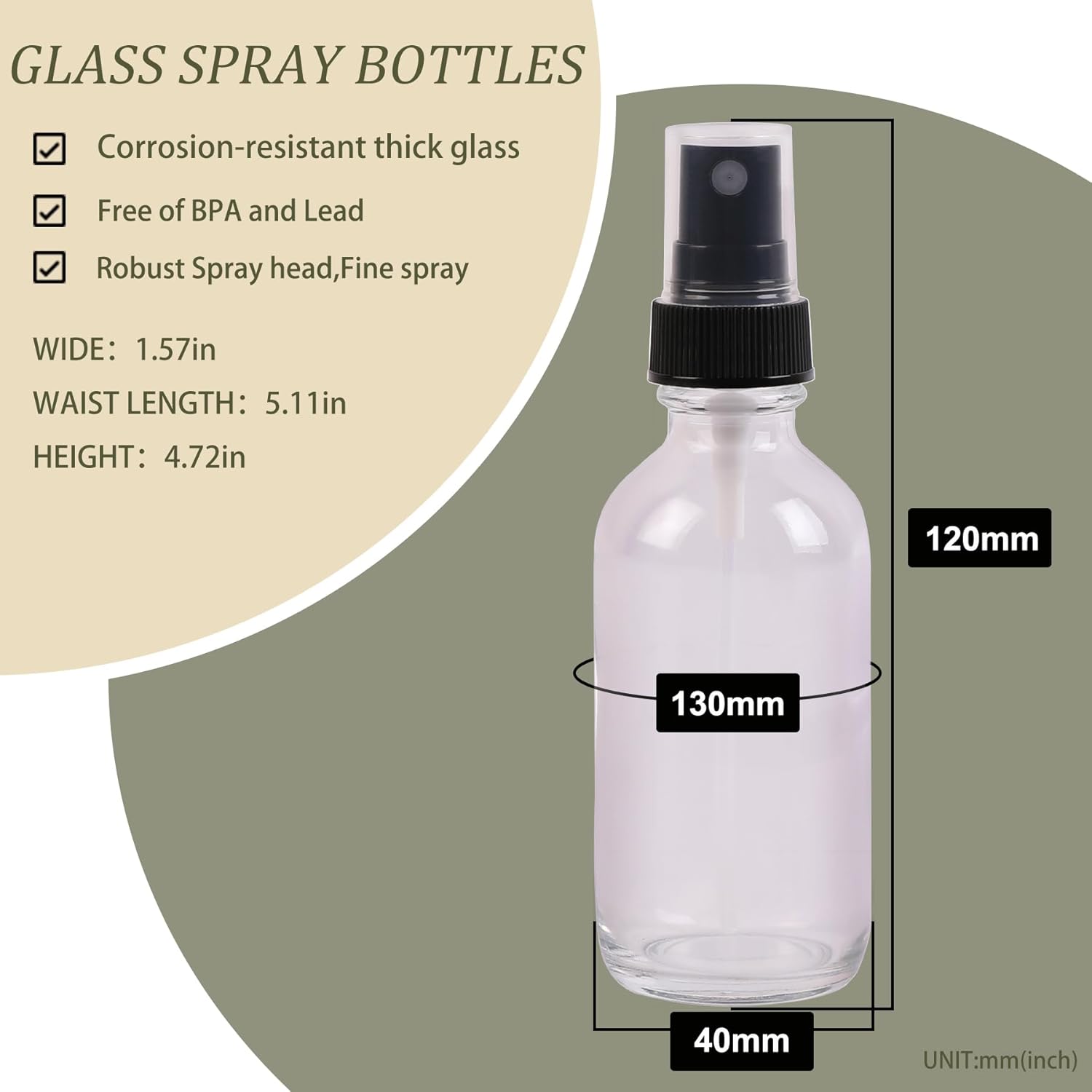 Clear Glass Small Spray Bottles 2 oz 48 Packs,Fine Mist Sprayer Pretty Finish,Refillable Containers