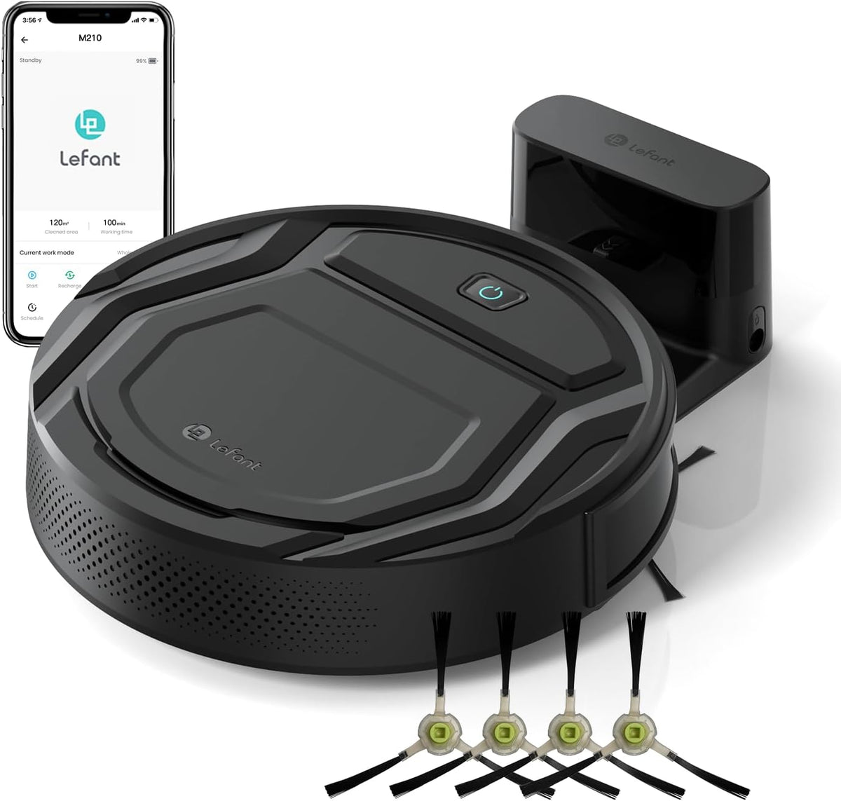 Lefant Robot Vacuum Cleaner, 120 Mins Runtime, Compact Design, Low Noise, Powerful Suction