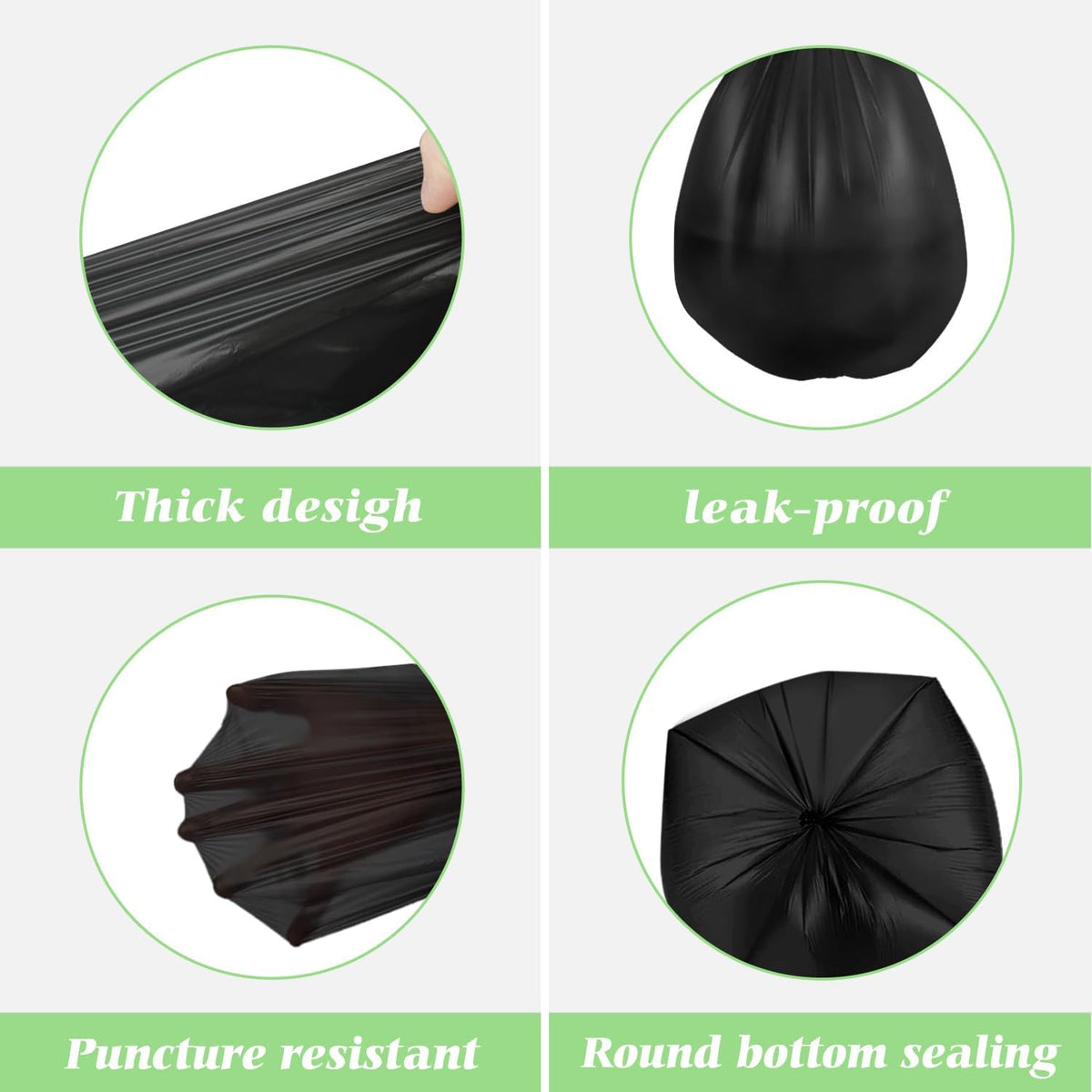 8 Gallon 130 Counts Strong Trash Bags Garbage Bags by RayPard, fit 30 Liter Kitchen Waste Basket