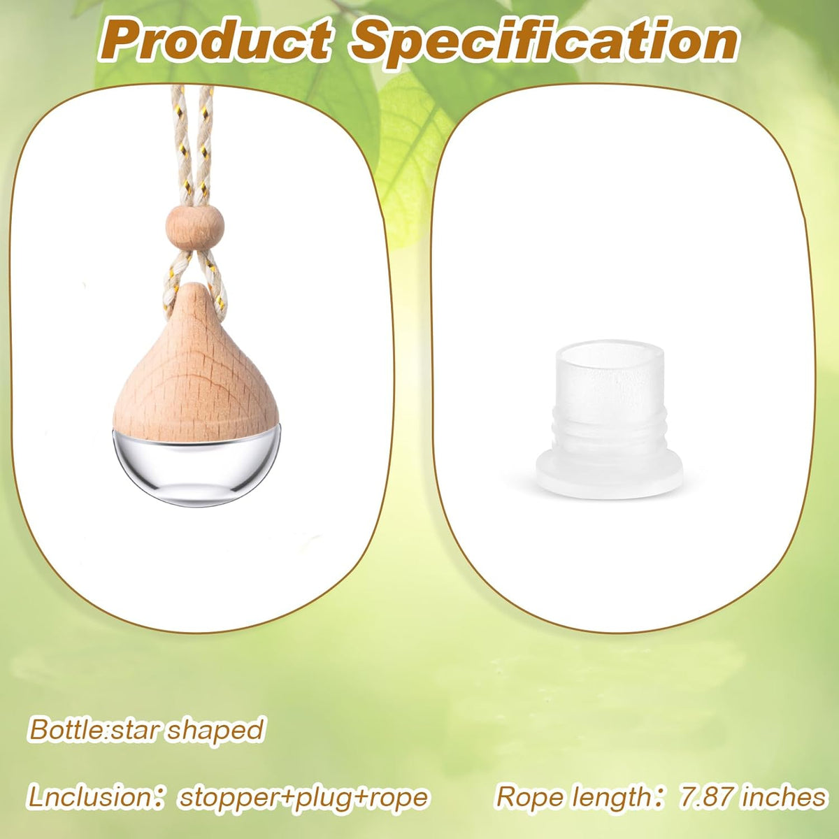 BBTO 50 Pcs Hanging Car Air Freshener Car Diffuser Bottles Empty Glass Perfume Bottle Freshener