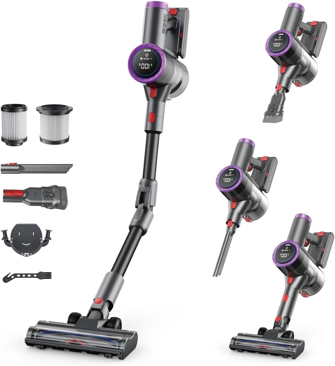 Cordless Vacuum Cleaner Bendable 6-in-1 Stick Vacuum — Lightweight with 45mins Runtime, LED Display