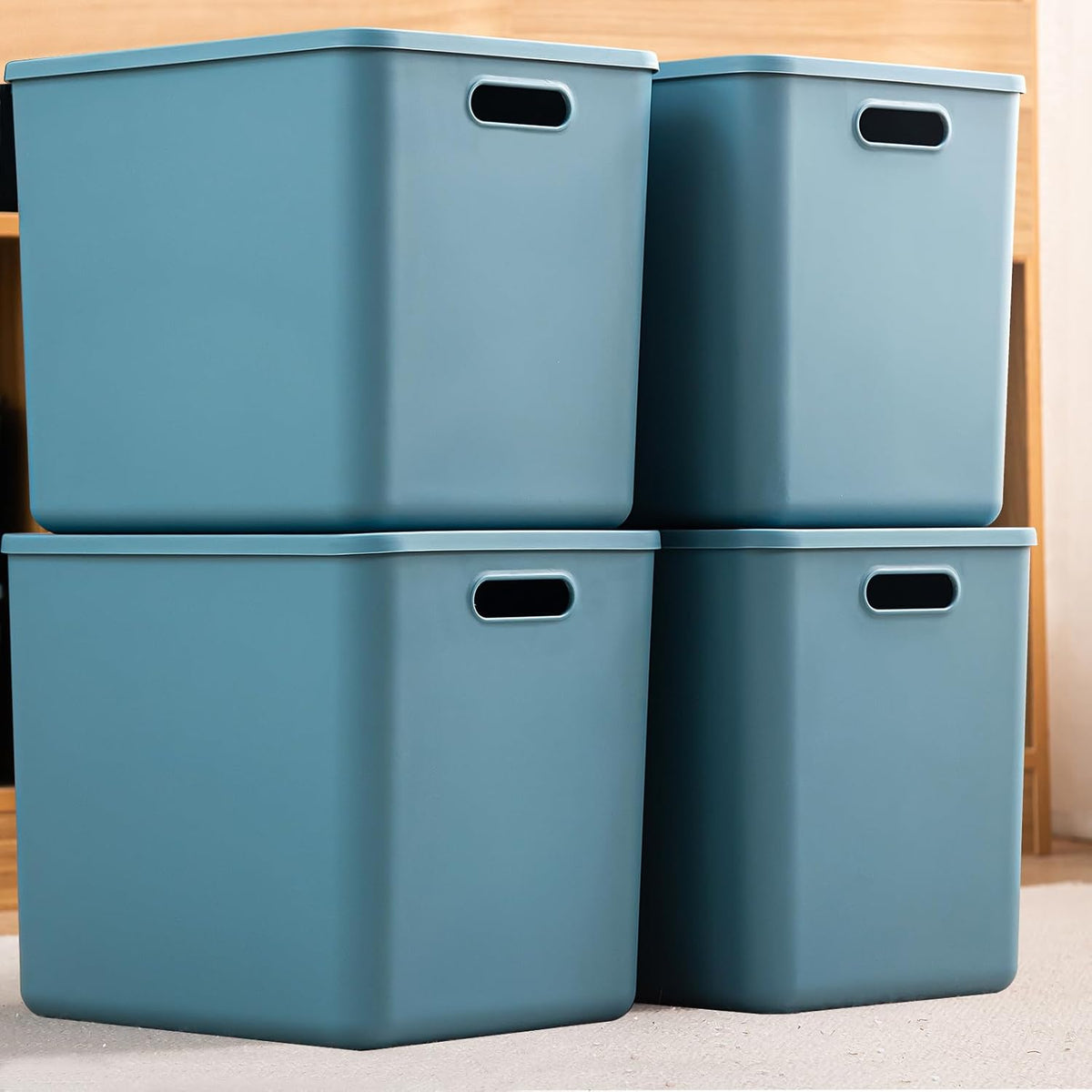 Plastic Storage Bins with lids,Storage Baskets,Container with handle,Storage Organizer Bins for