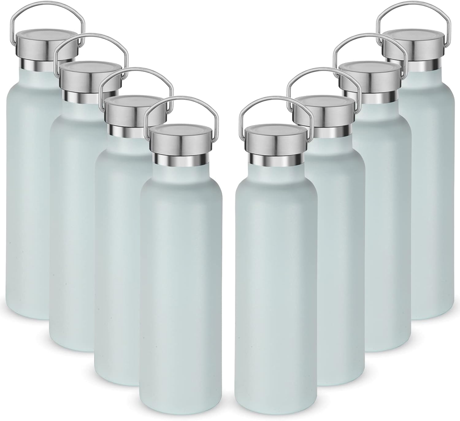 Neihepal 20 oz Insulated Water Bottles Bulk 8 Pack,Stainless Steel Double Wall Sport Bottle with