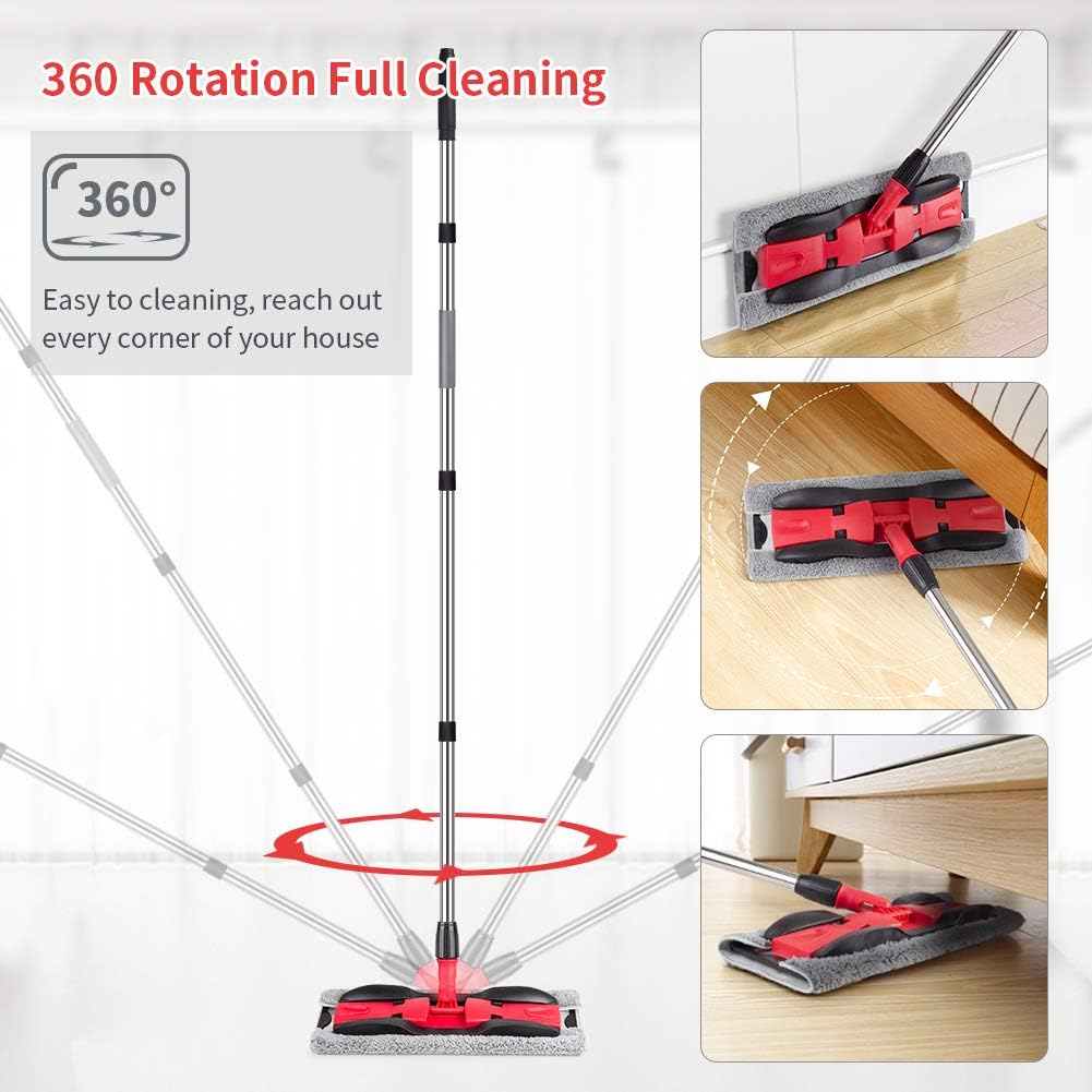 MEXERRIS Microfiber Mops for Hardwood Laminate Tile Floor Cleaning: Stainless Steel Handle - 4