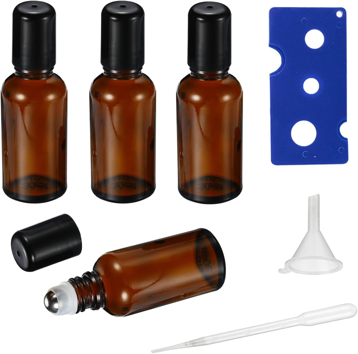 20ML Roller Bottles for Essential Oil, 4 Pack Empty Amber Glass Roller Bottle for Perfume Oil, Roll