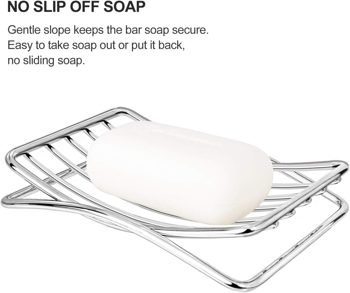 Soap Dish Stainless Steel Bar Soap Holder for Shower Bathroom, Self-draining Soap Dishes Sponge