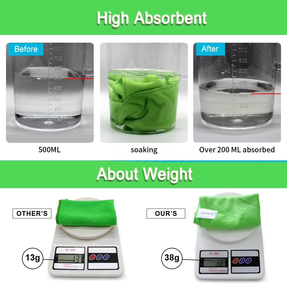 Microfiber Cleaning Cloth for Kitchen Housekeeping Dish Electronics Dust Rags Thick Lint Free Car