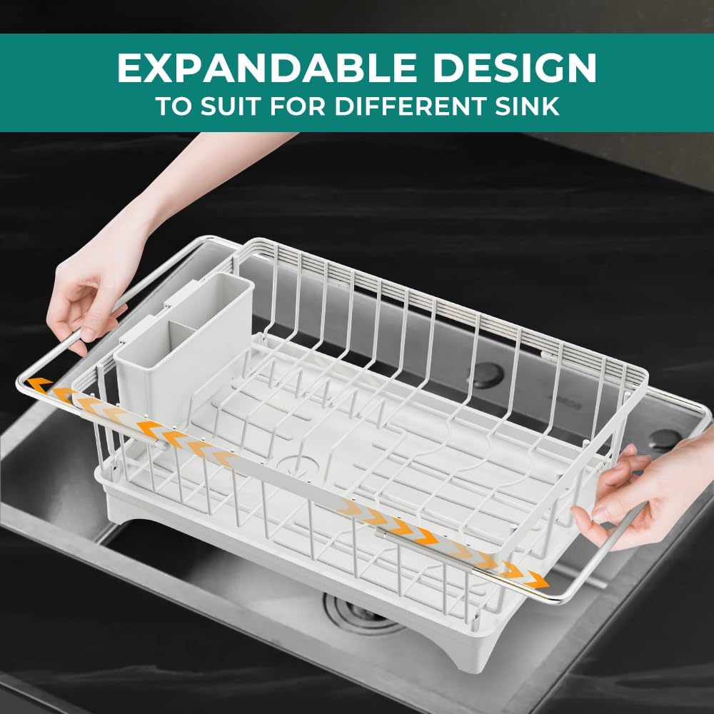 Small Dish Drying Rack in Sink, Expandable Stainless Steel Dish Drainers for Kitchen Counter, with