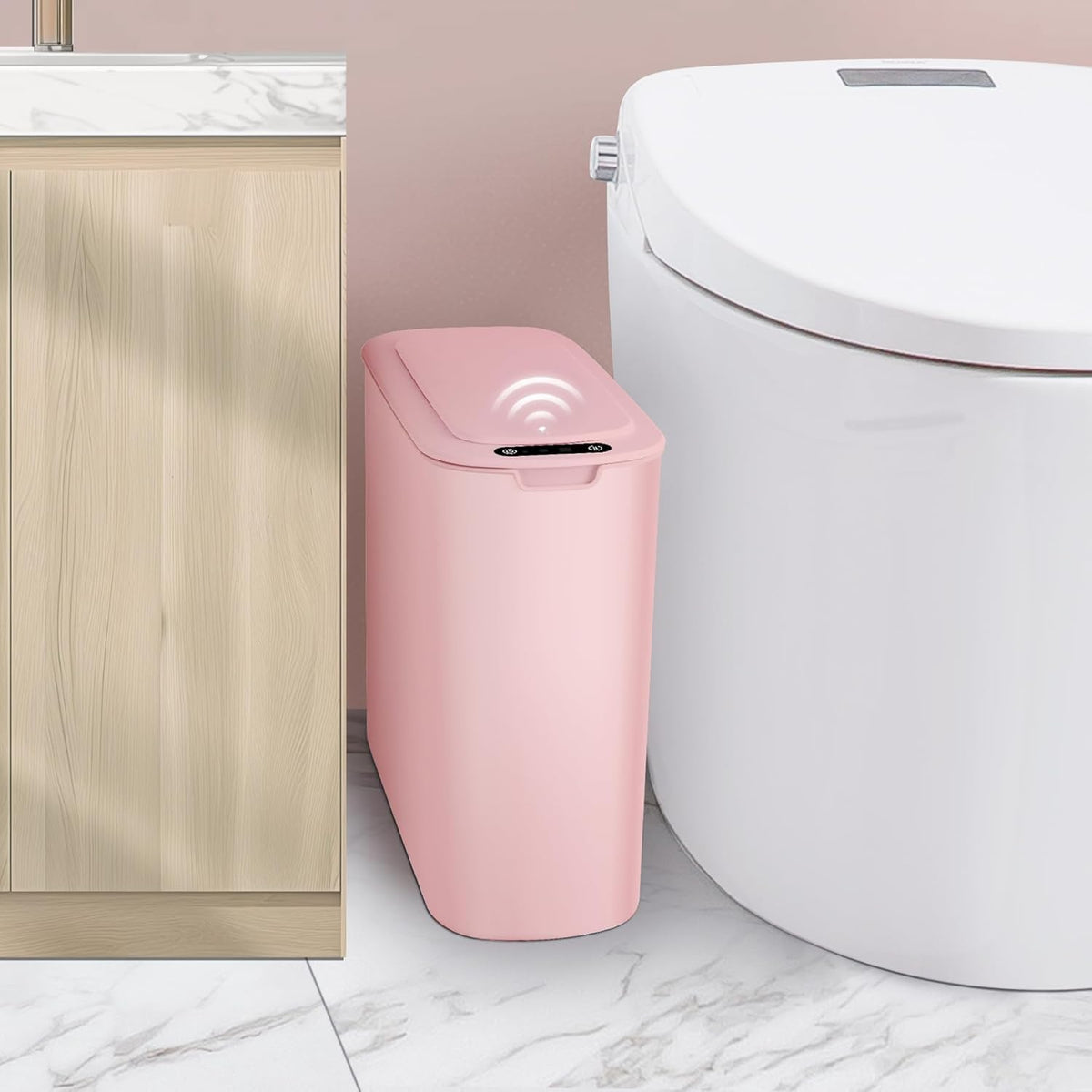 Cesun Automatic Motion Sensor Bathroom Trash Can with Lid, 2.6 Gallon Touchless Trash Bin, Smart