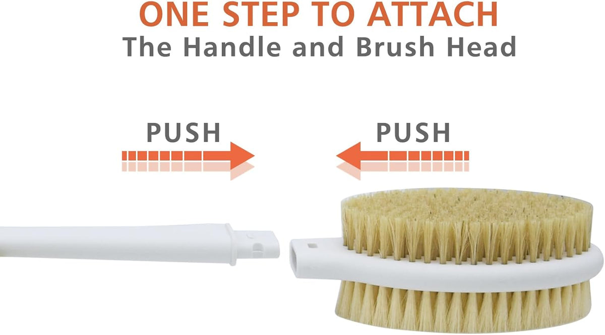Shower Brush with Soft and Stiff Bristles,20.5" Extra Long Handle Dual-Sided Back Scrubber Bath