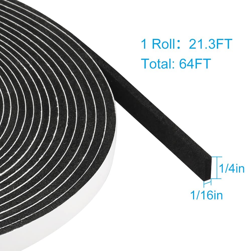 Seal Foam Tape,1/4 Inch W x 1/16 Inch T Weather Stripping for Door and Window,High Density Single