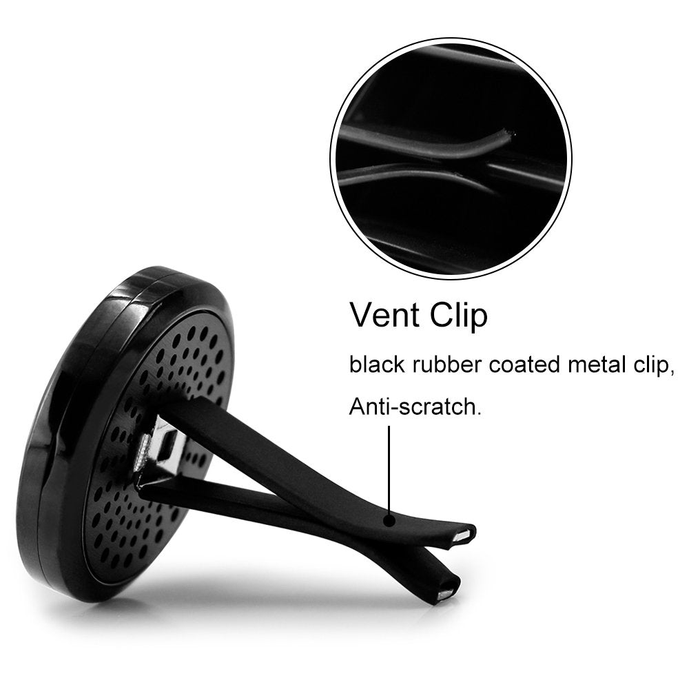 2PCS 30mm Car Aromatherapy Essential Oil Diffuser Stainless Steel Black Locket with Vent Clip 12