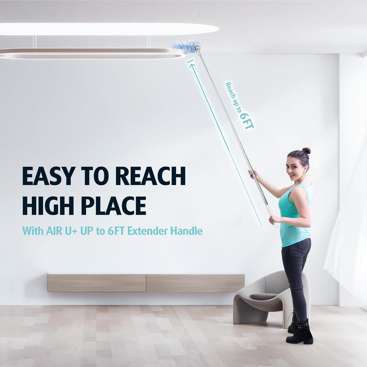 6 ft Extendable Duster Handle with 20 Pcs, Compatible with Swiffer, Disposable Microfiber Dusting