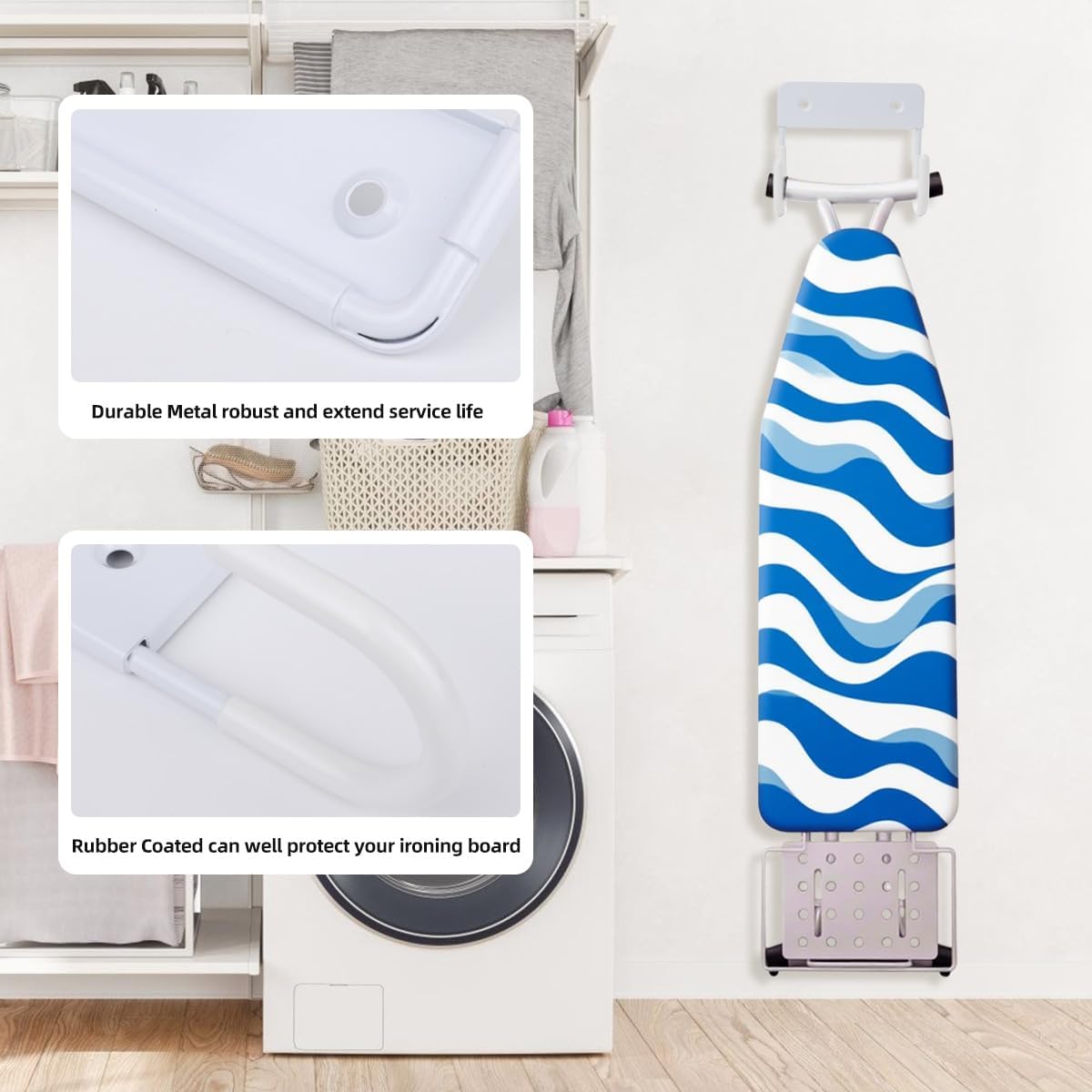 Ironing Board Holder Wall Mount, 5-Inch Wall Mount Ironing Board Hanger, Metal Holder for Laundry