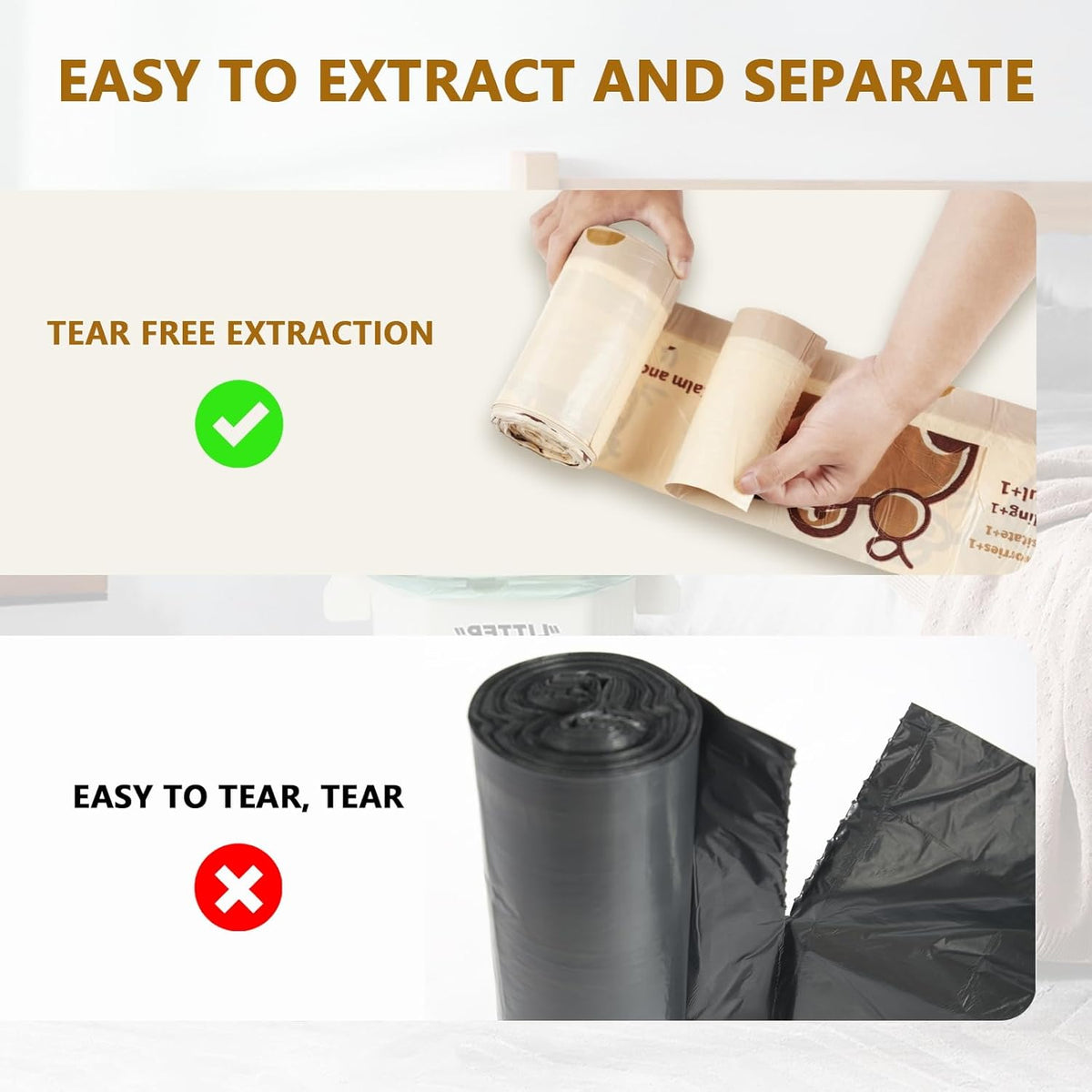 VOK 8 Gallon Trash Bags with Capybara Printed, Drawstring Medium Garbage Bags, Tear-Resistant &