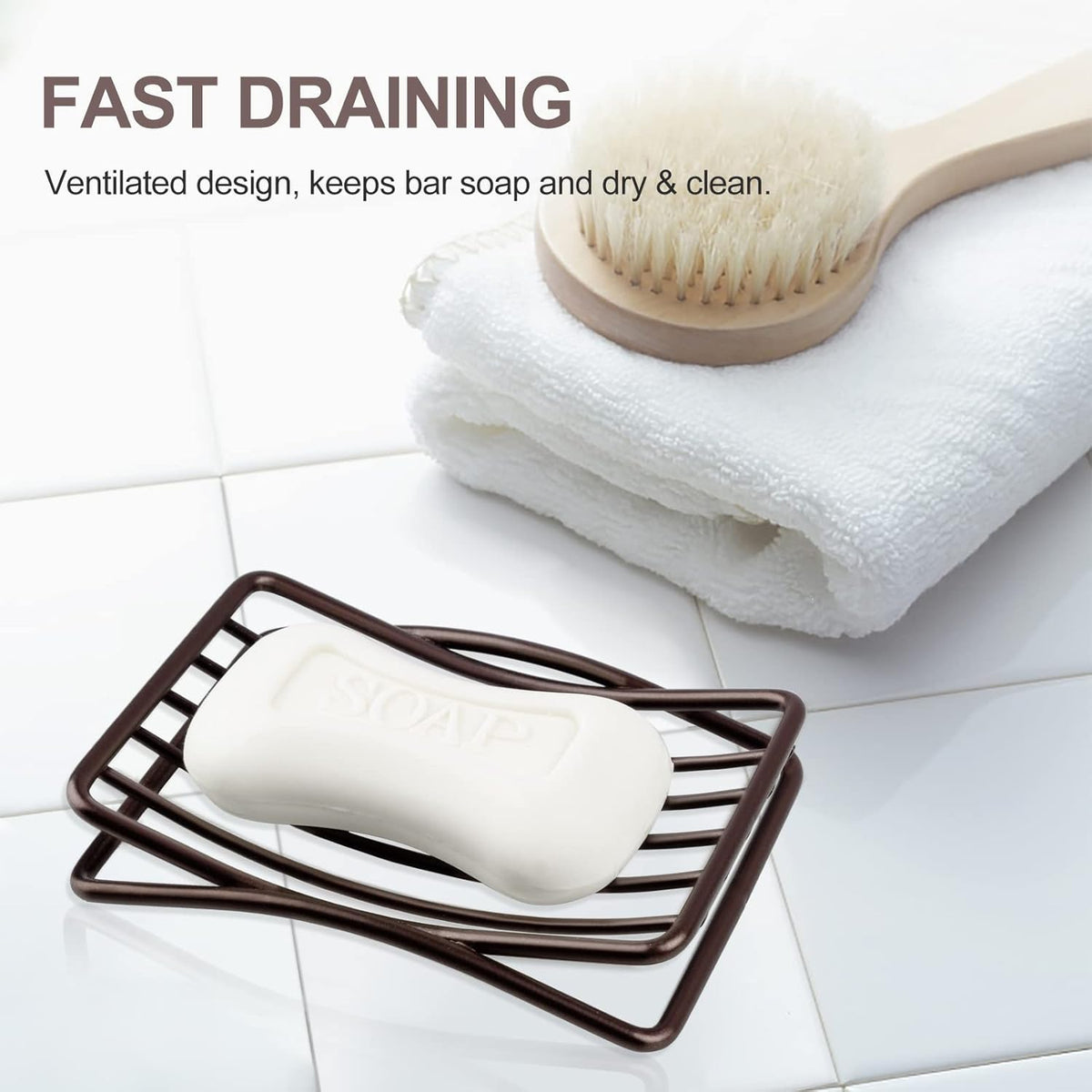 Soap Dish for Shower Bathroom Bar Soap Holder, Stainless Steel Self-draining Sponge Holder for
