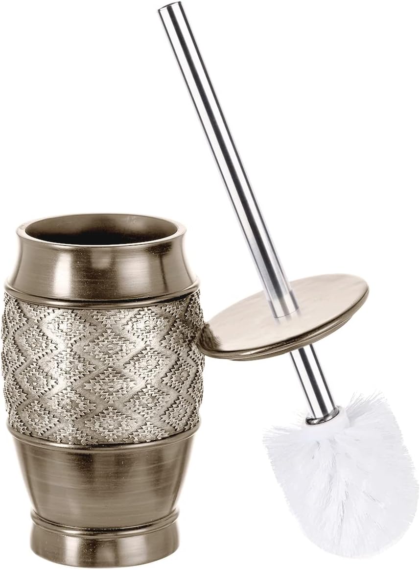Creative Scents Dublin Silver Toilet Brush Set - Toilet Bowl Cleaner Brush and Holder - Decorative