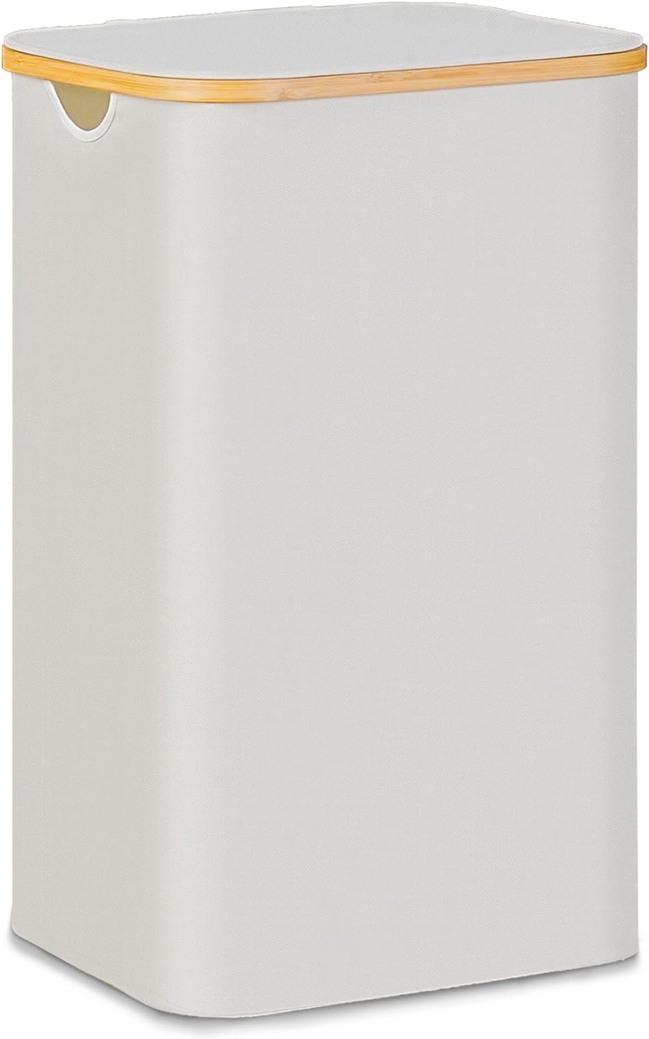100L Laundry Hamper with Lid, Lagre Basket with Bamboo Handles,Foldable Clothes Hamper Tall Dirty