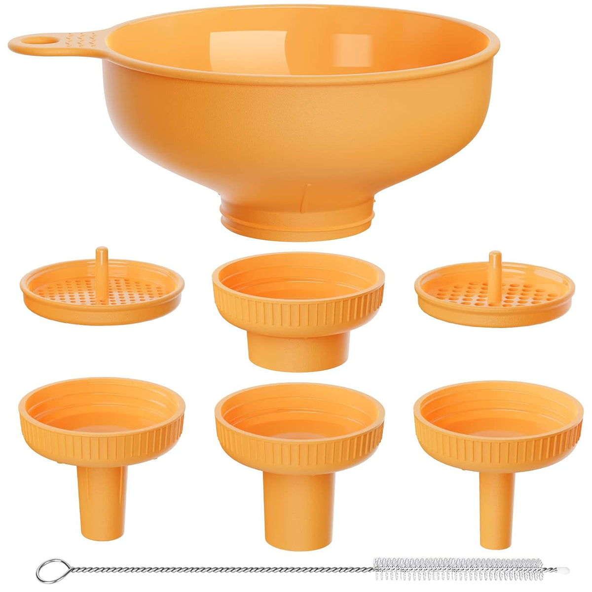 Wide Mouth Kitchen Funnel, Food Grade Plastic Cooking Canning Funnel with 4 Sizes Spouts for