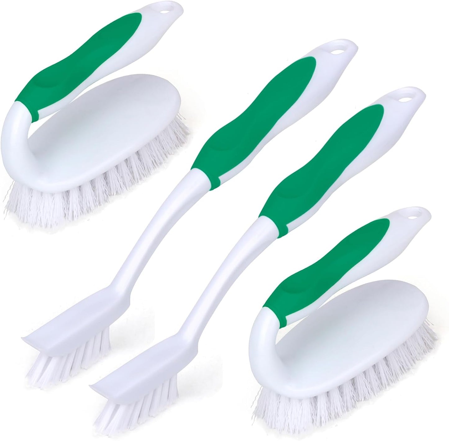 Scrub Brush Set, 4 Pack Deep Cleaning Brush Kit - 2 Scrub Brush, 2 Tile & Grout Brush with Built-in