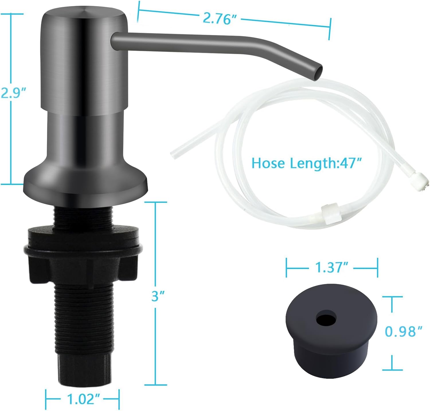 Kitchen Sink Soap Dispenser With 47" Extension Tube Kit, Under Sink Pump, No Need for Refills, Good