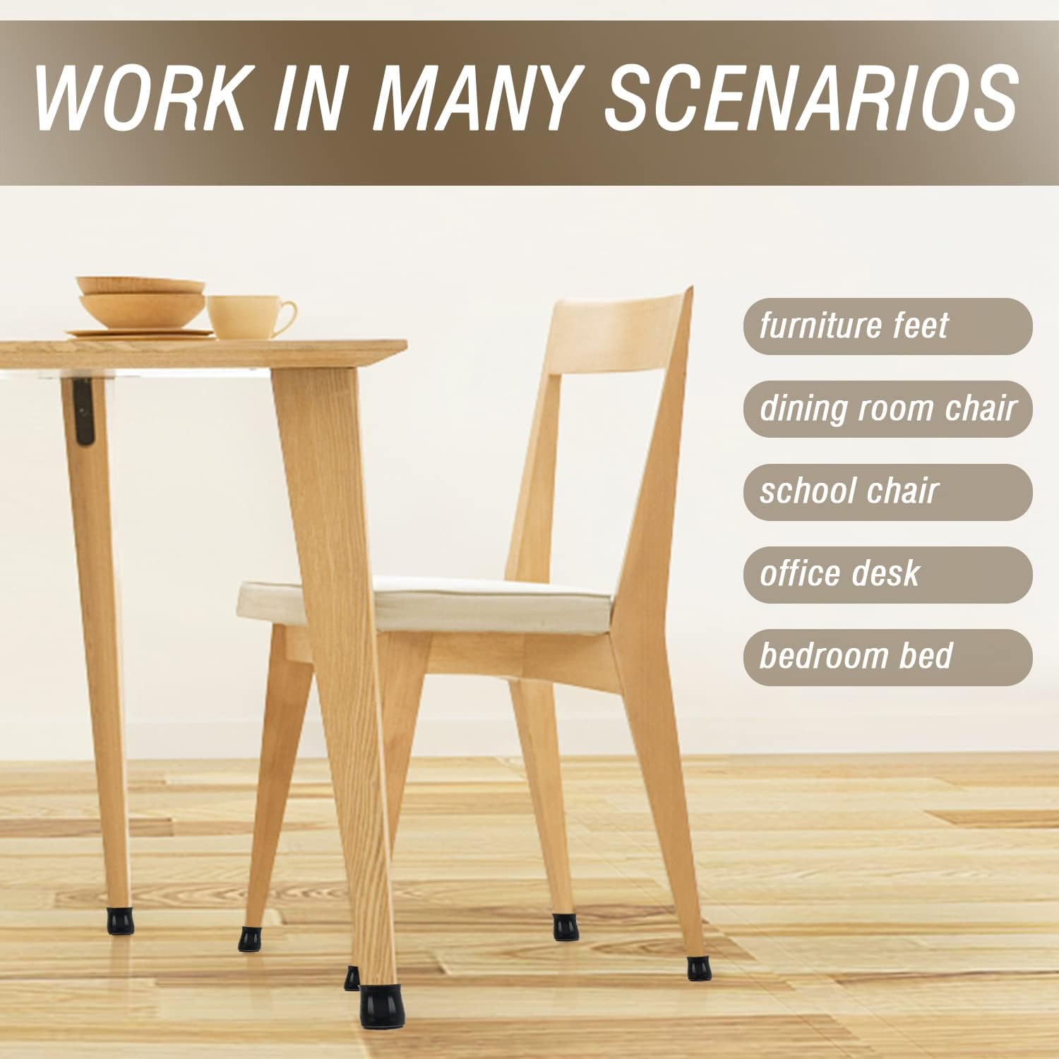 BUMACO 20Pcs Chair Leg Floor Protectors Chair Leg Protectors for Hardwood Floors Silicone Pads