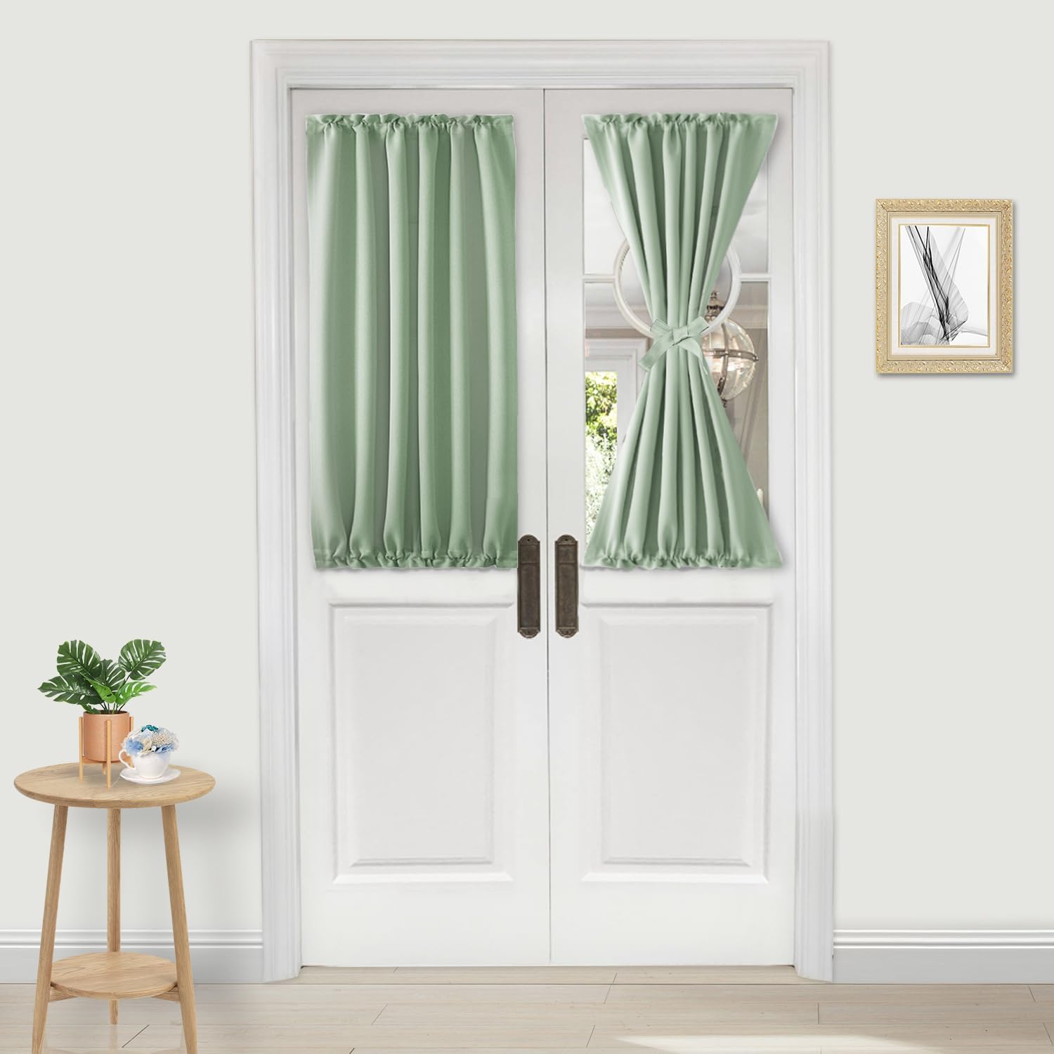 DWCN French Door Curtains – Rod Pocket Thermal Blackout Curtain for Doors with Glass Window