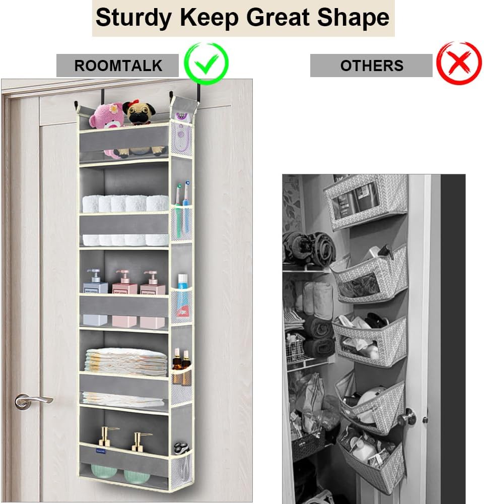 Over The Door Organizer 5-Shelves and 10 Side Pockets, Over The Door Storage for Bathroom Bedroom