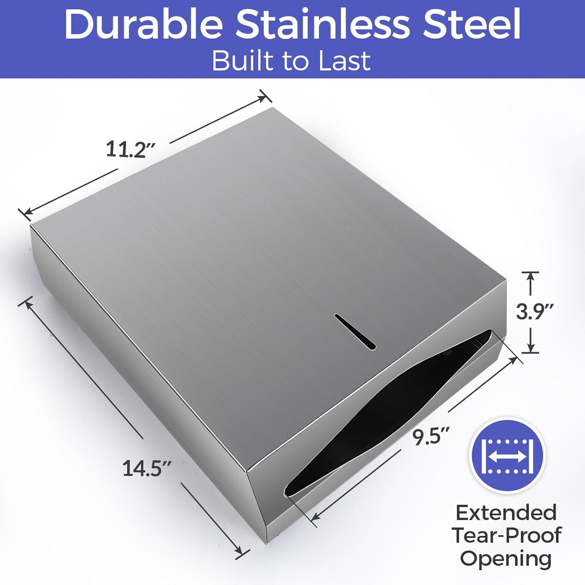 Paper Towel Dispenser Wall Mount, Brushed Stainless Steel Commercial Paper Towel Holder with Lock