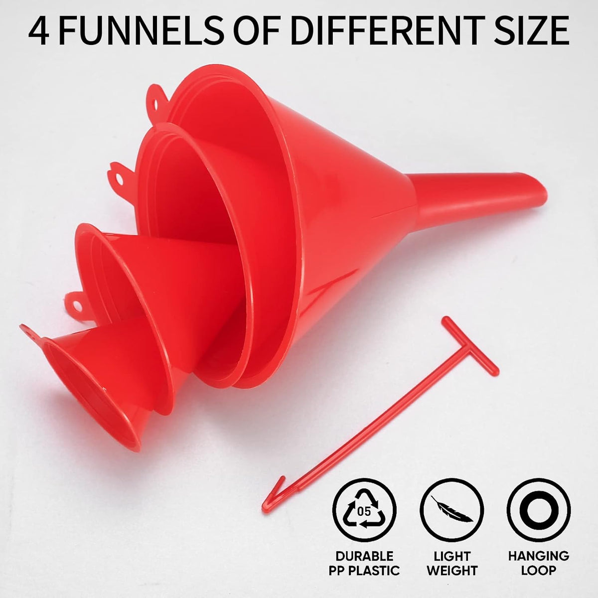 XhjzgcTec 8 Pcs Plastic Funnel Set, Oil Funnels for Filling Bottles or Containers, Multipurpose