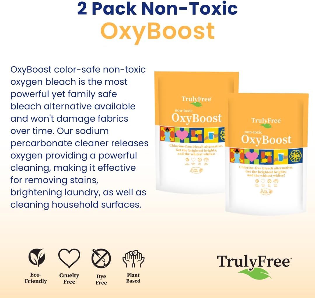 Truly Free OxyBoost - Oxygen Whitener & Clothes Stain Remover Laundry Detergent Powder with Sodium