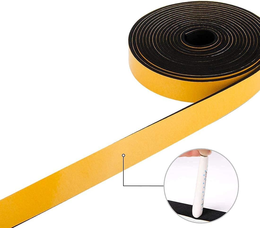 Neoprene Foam Weather Stripping, 2 Inch Wide X 3/8 Inch Thick, Door Jamb Seal Strip with Adhesive