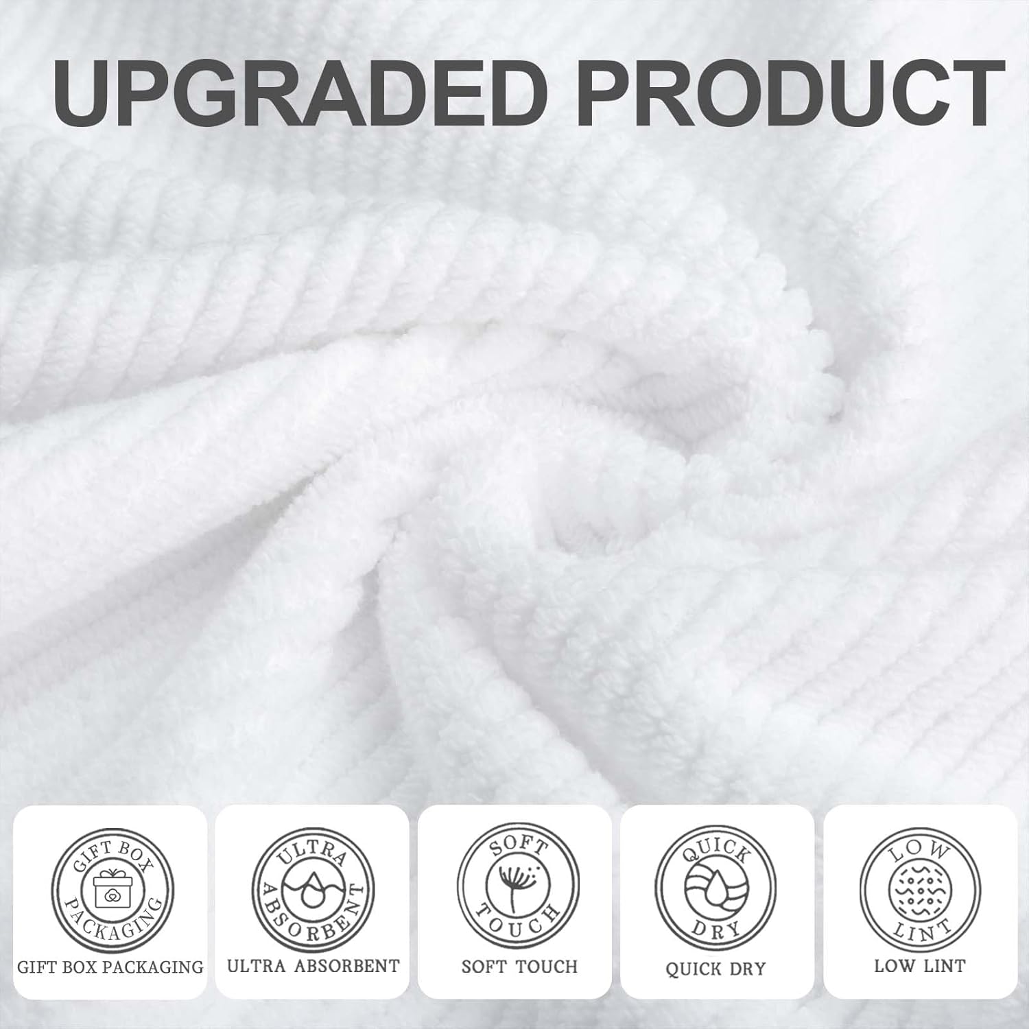 VOOVA & MOVAS White Towels Bathroom Sets - 100% Cotton | Quick Dry | Lightweight | Thick, 6PCS Bath