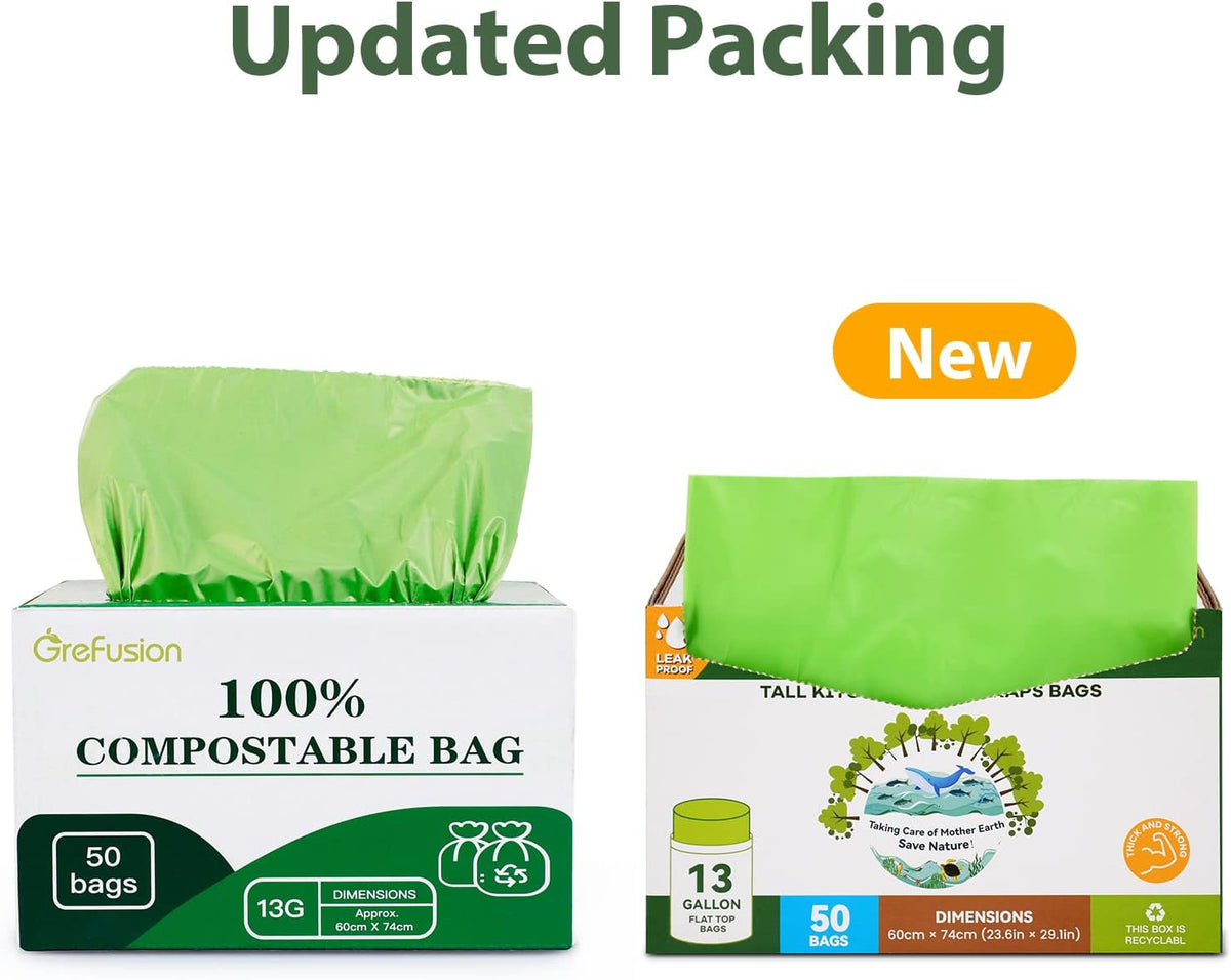 Compostable Bags,Trash bags 13+ gallon tall kitchen, Compostable Trash Lawn & Leaf Yard Waste
