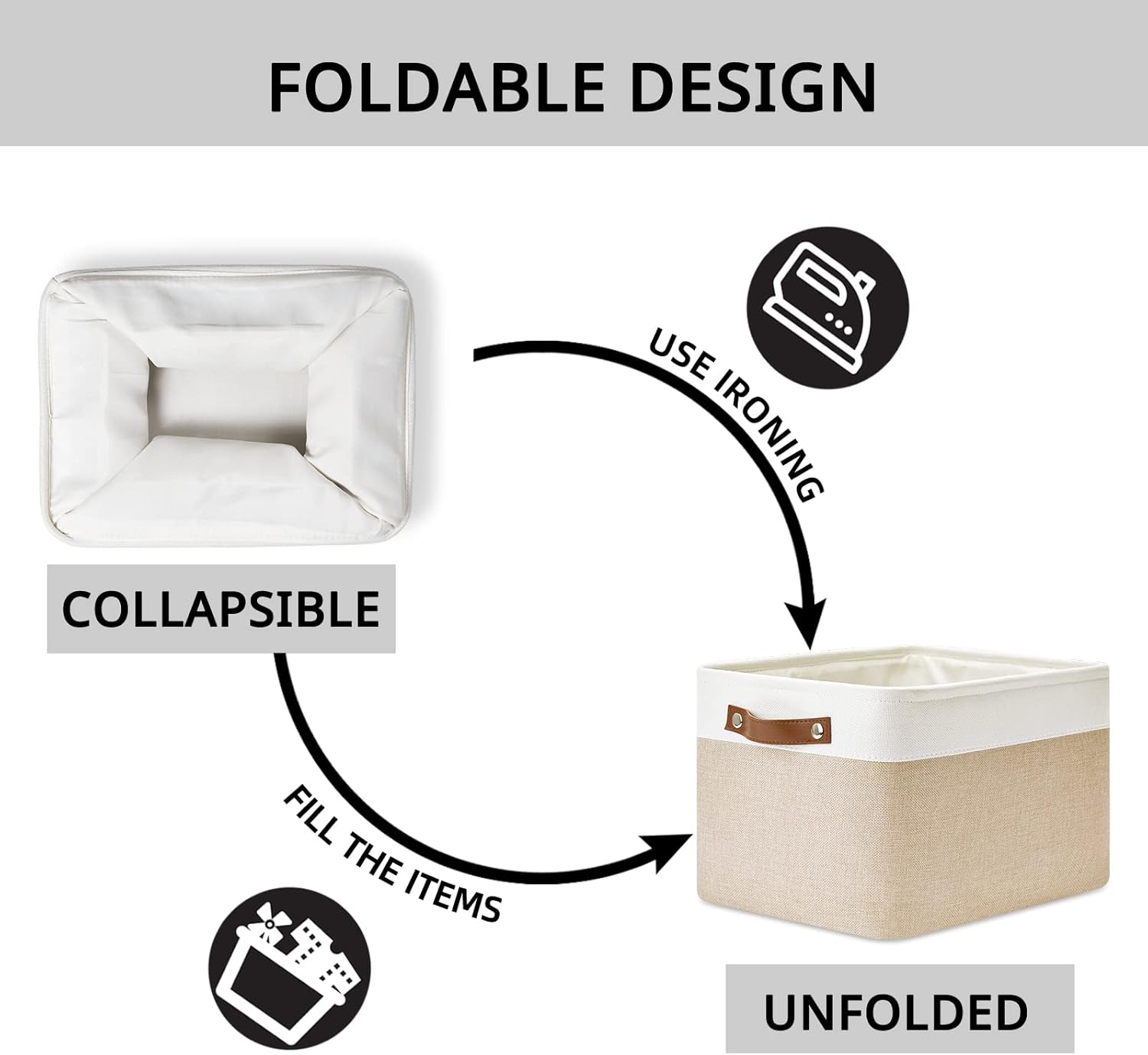 DULLEMELO Fabric Storage Bins for Laundry, Home, Foldable Storage Baskets for Shelves, Toys