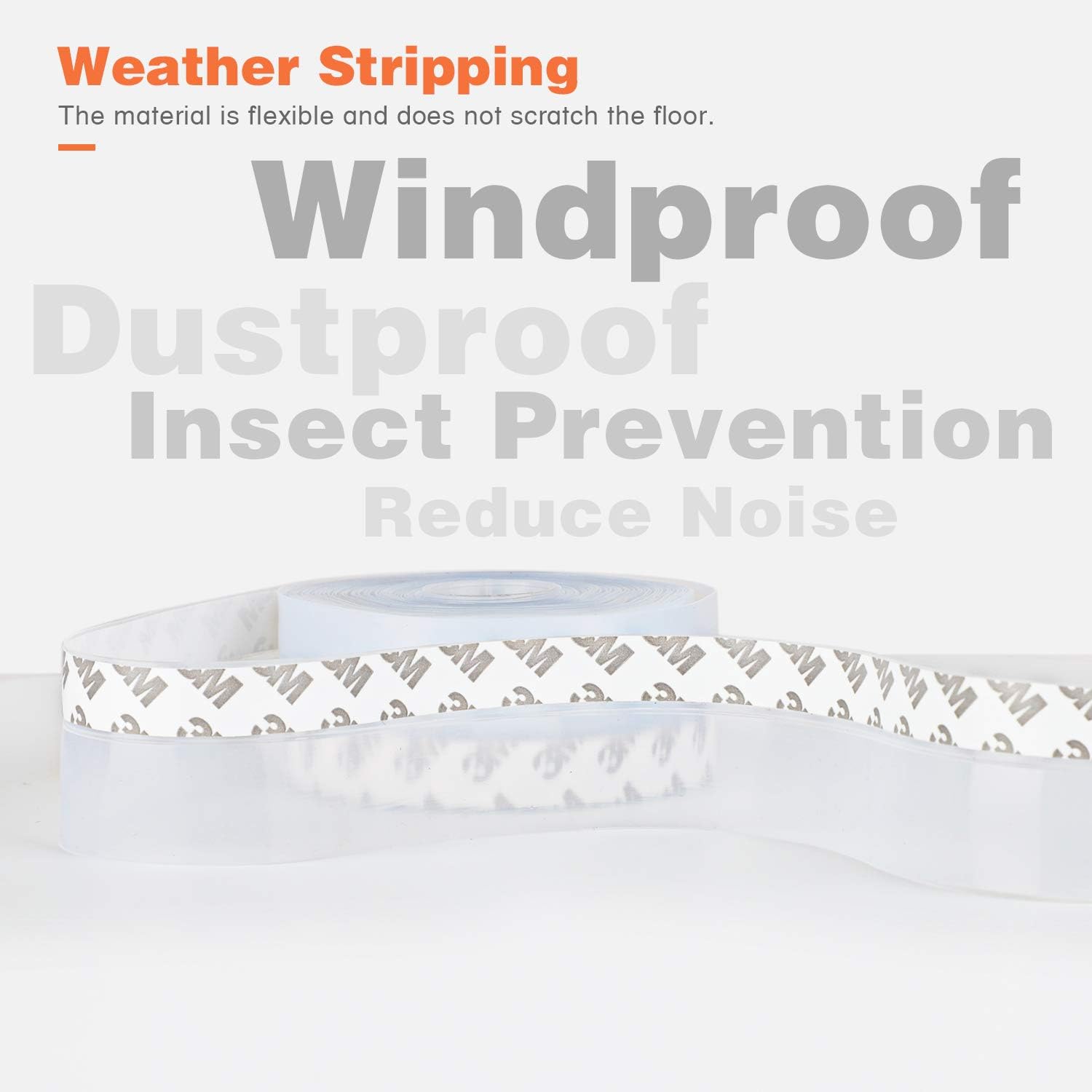 26 Feet Silicone Seal Strip, Transparent, 60MM - Door & Window Seal, Draft Stopper, Adhesive Tape