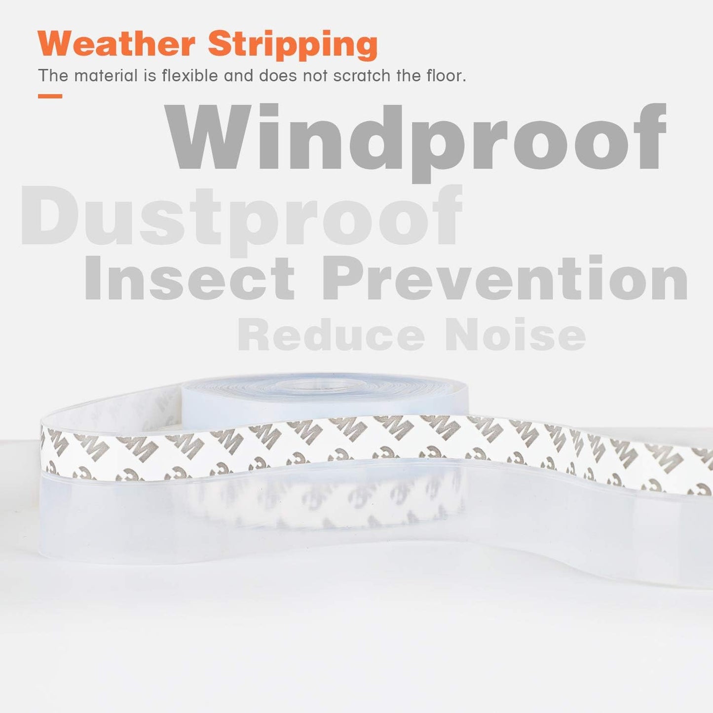 26 Feet Silicone Seal Strip, Transparent, 35MM - Door & Window Seal, Draft Stopper Adhesive Tape