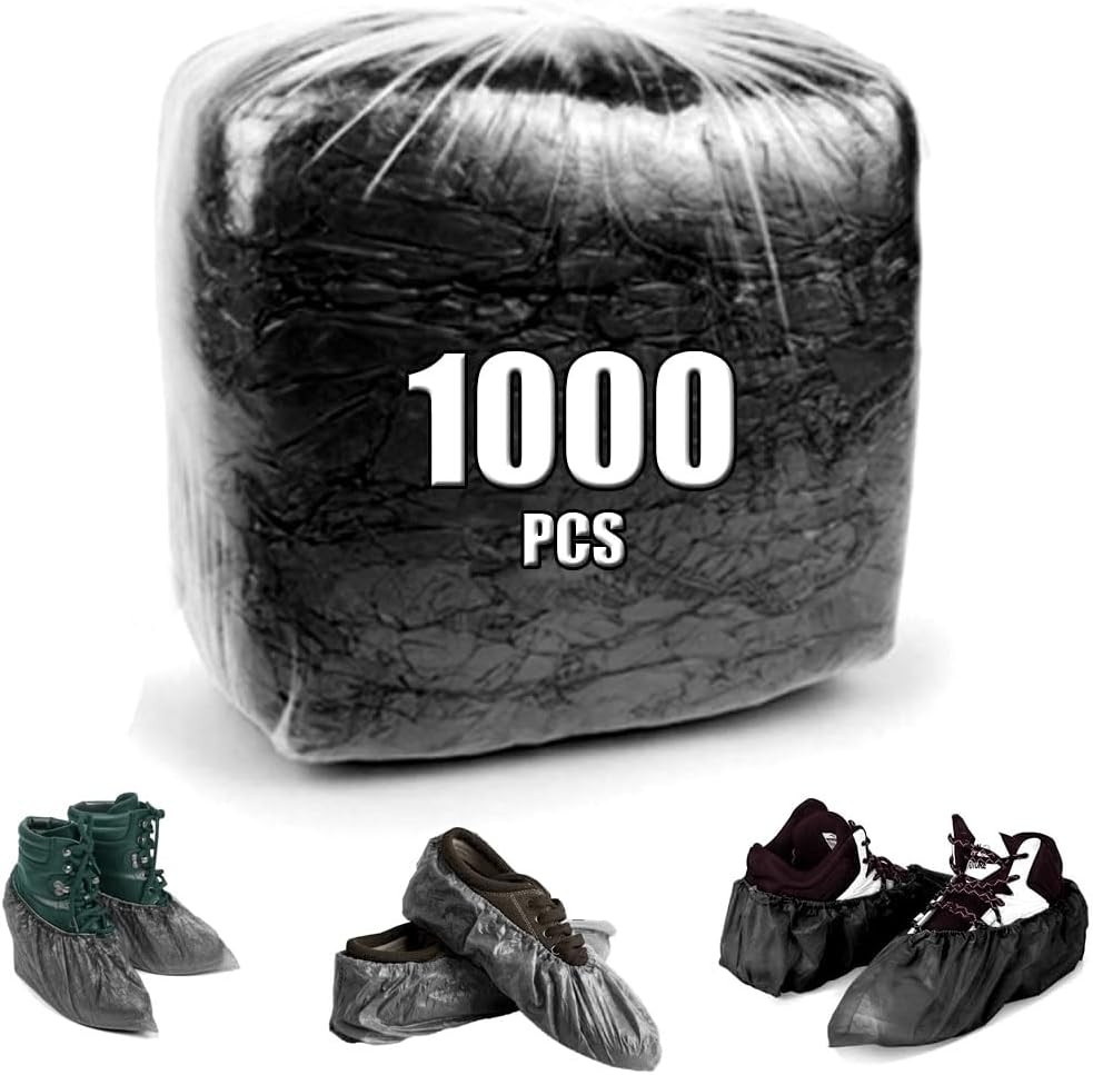 Black shoe covers Disposable 1000 PCS (500 Pair) Premium Waterproof and Recyclable Boot Booties