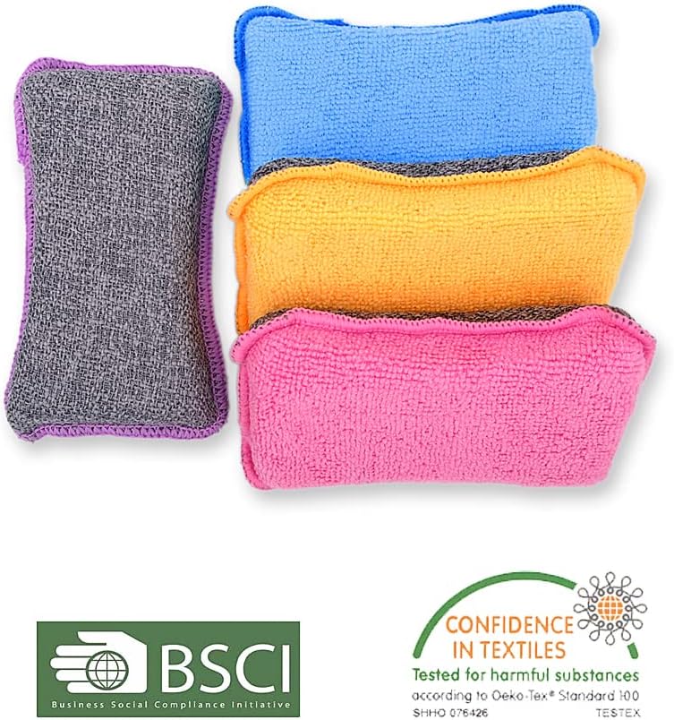 UPSTAR Kitchen Sponges for Dishes, Microfiber Cleaning Scrubber, Non-Scratch Scrubbies for