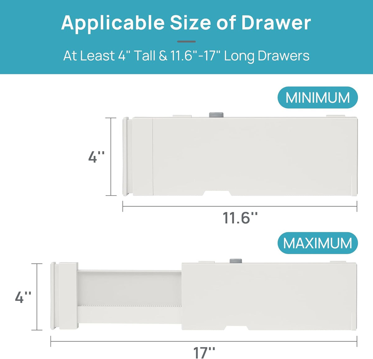 Vtopmart 12 Pack Drawer Dividers for Clothes, 4" High 11.6"-17" Adjustable Expandable Dresser