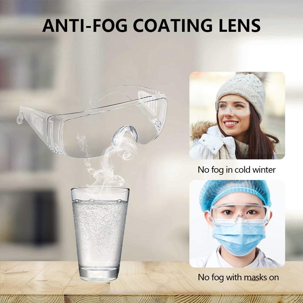 Safety Anti Fog Goggles 3-Pack - Over Eyeglasses, Dust/Chemical Splash Proof | ANSI Z87.1 Certified