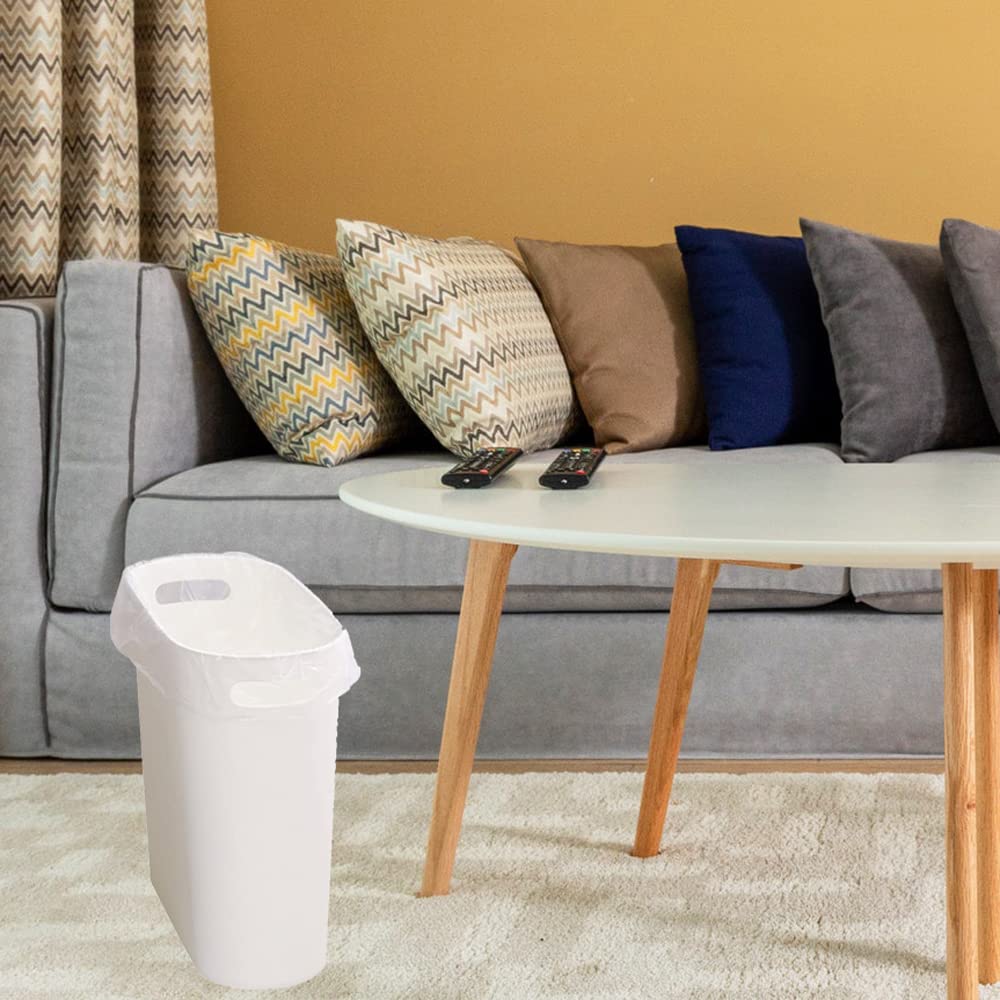 Small Trash Can Plastic Bathroom Wastebasket 3.2 Gallon Slim Garbage Container Bin with Handle for