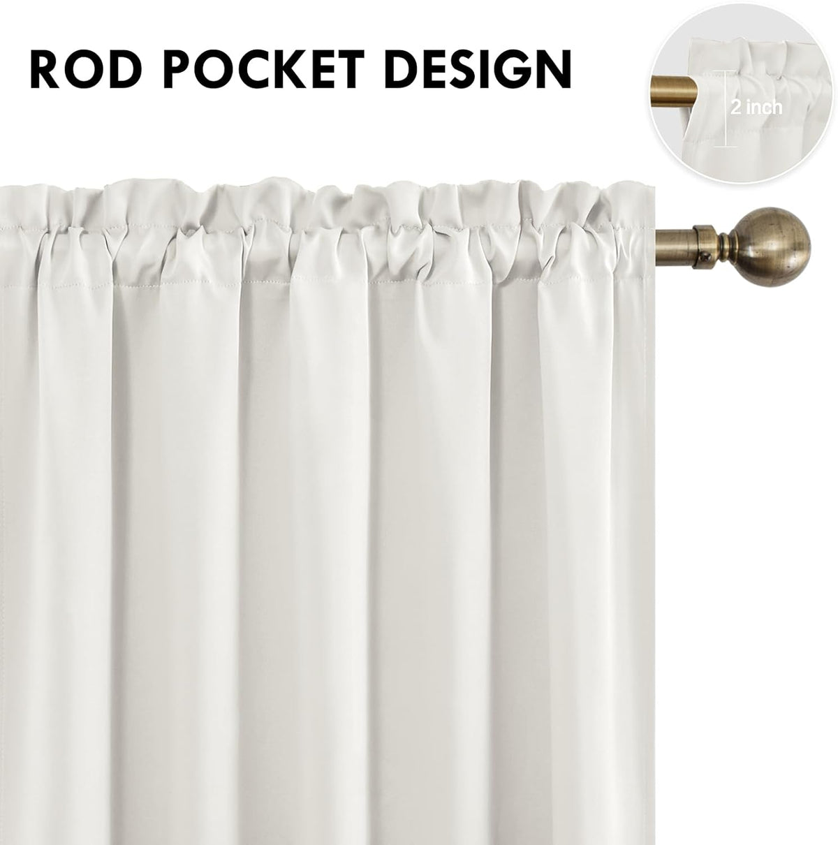 DWCN Short Ivory Blackout Curtains for Small Window, Thermal Insulated Energy Saving Room Darkening