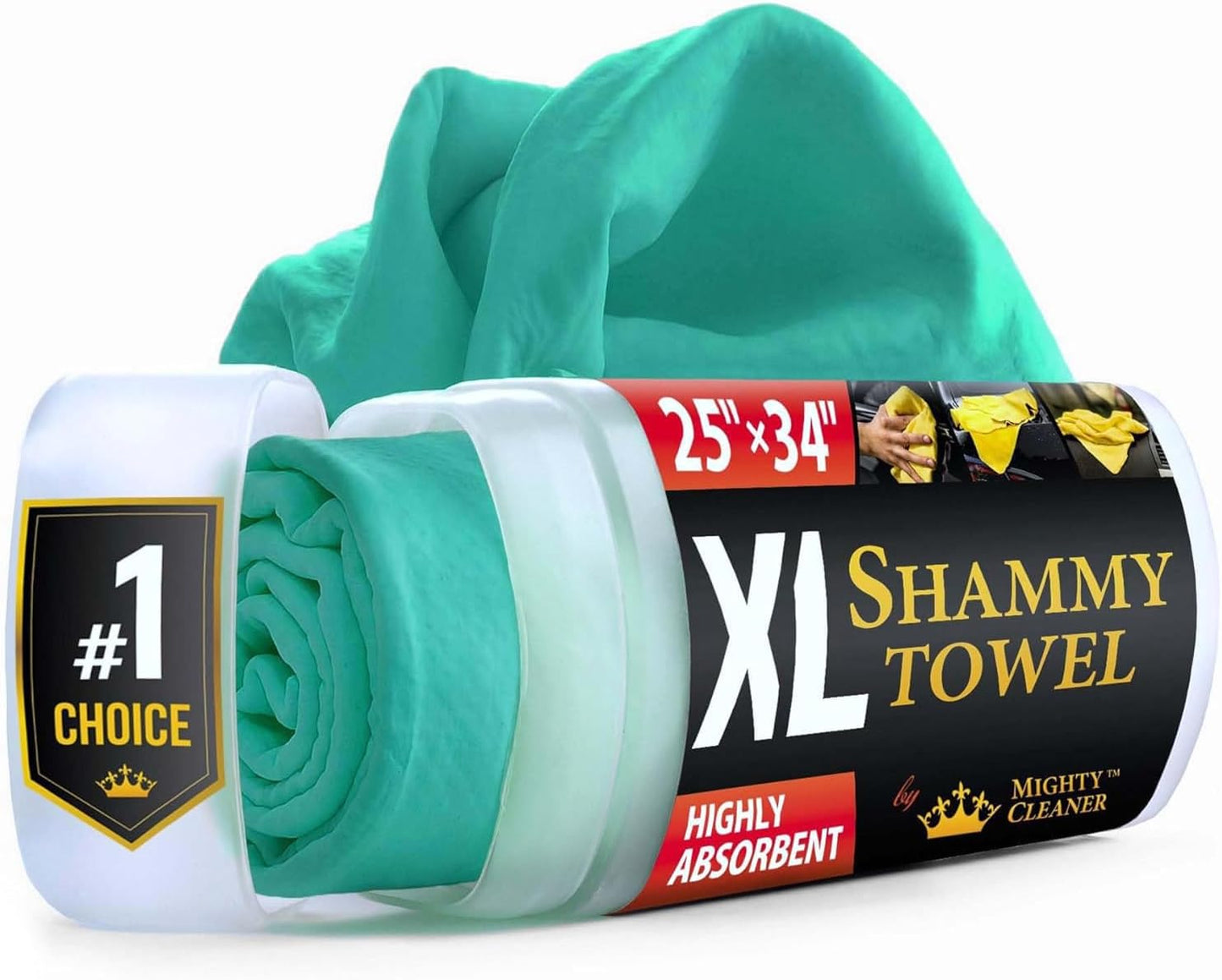 Premium XL Shammy Towel for Car - 34”x25” - Super Absorbent Chamois Cloth - Spots & Scratch-Free