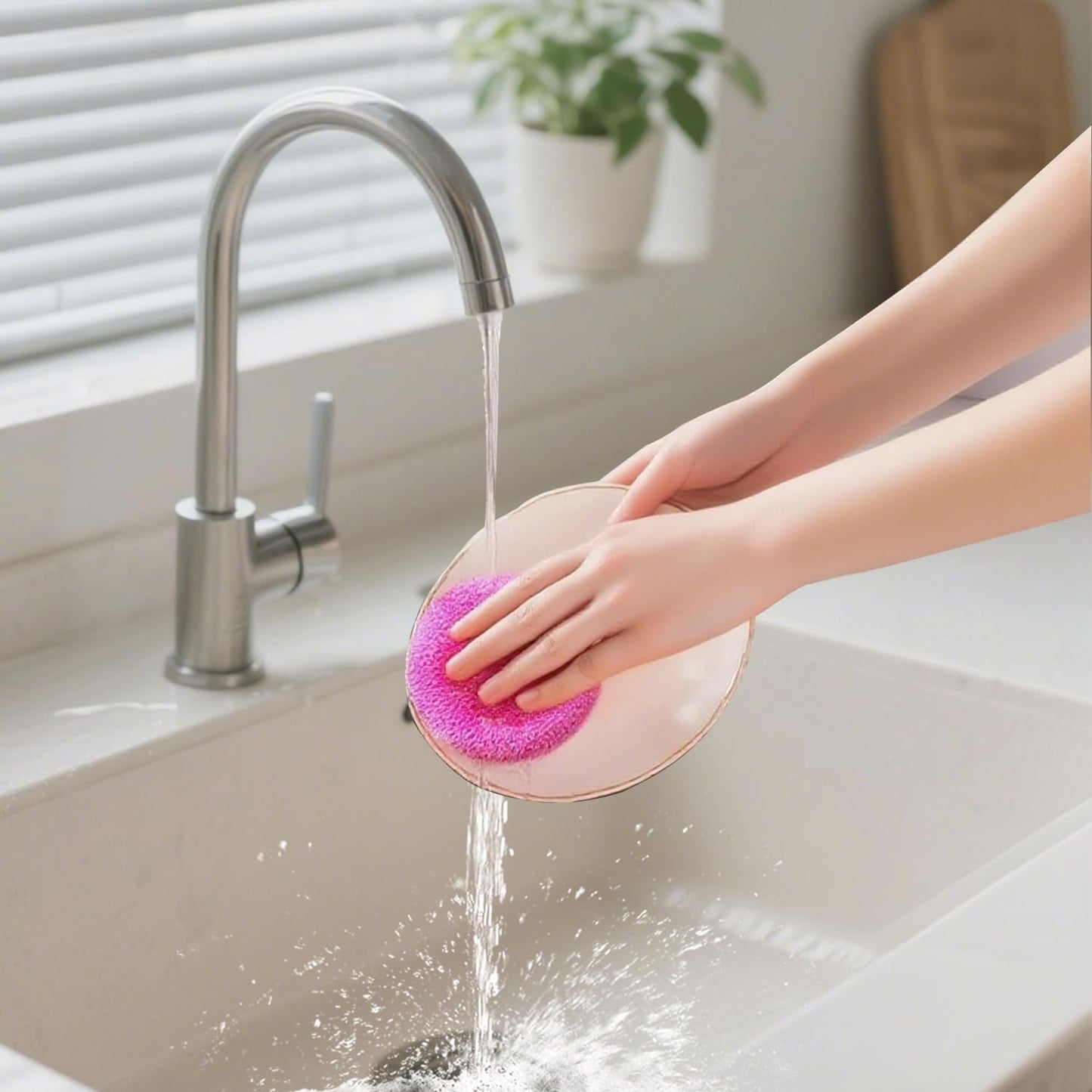 100 Pcs Plastic Dish Scrubbers, Reusable Non-Scratch Nylon Scouring Pads Bulk for Kitchen Cleaning