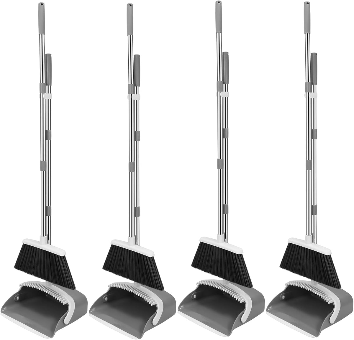 NACENA Broom and Dustpan Set, 52-in Long Adjustable Handle Broom Dustpan Combo with Dustpan Teeth