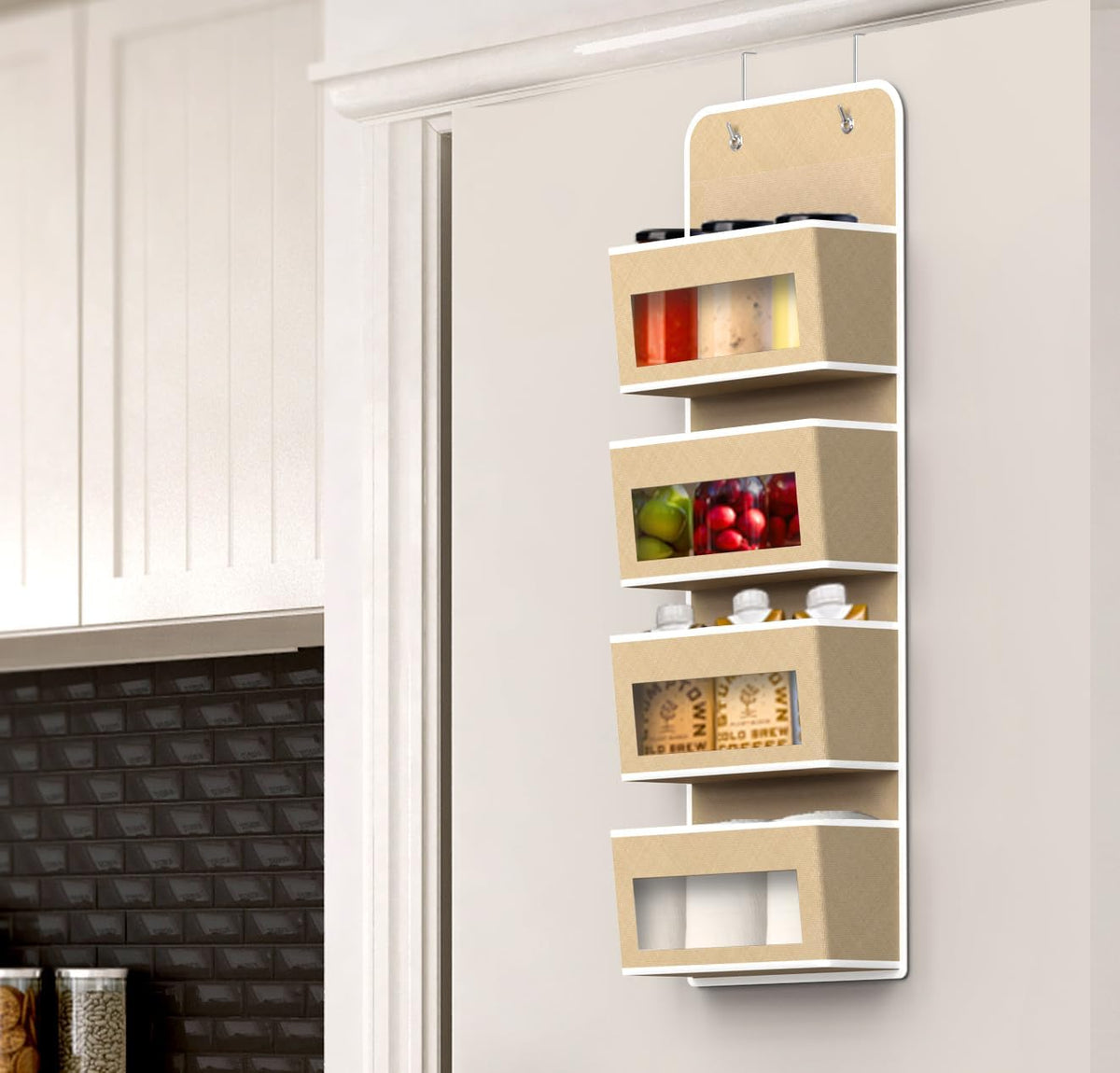 Simple Houseware 4 Clear Window Pocket Over Closet Door Storage Hanging Organizer for Bedroom