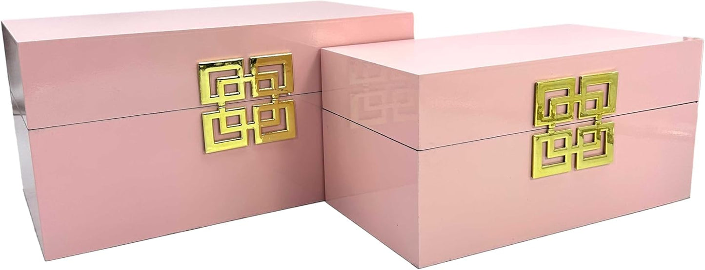 Galt International Storage Box Set Decorative Storage Box w/Hinged Lid Classic Design Wood Decor