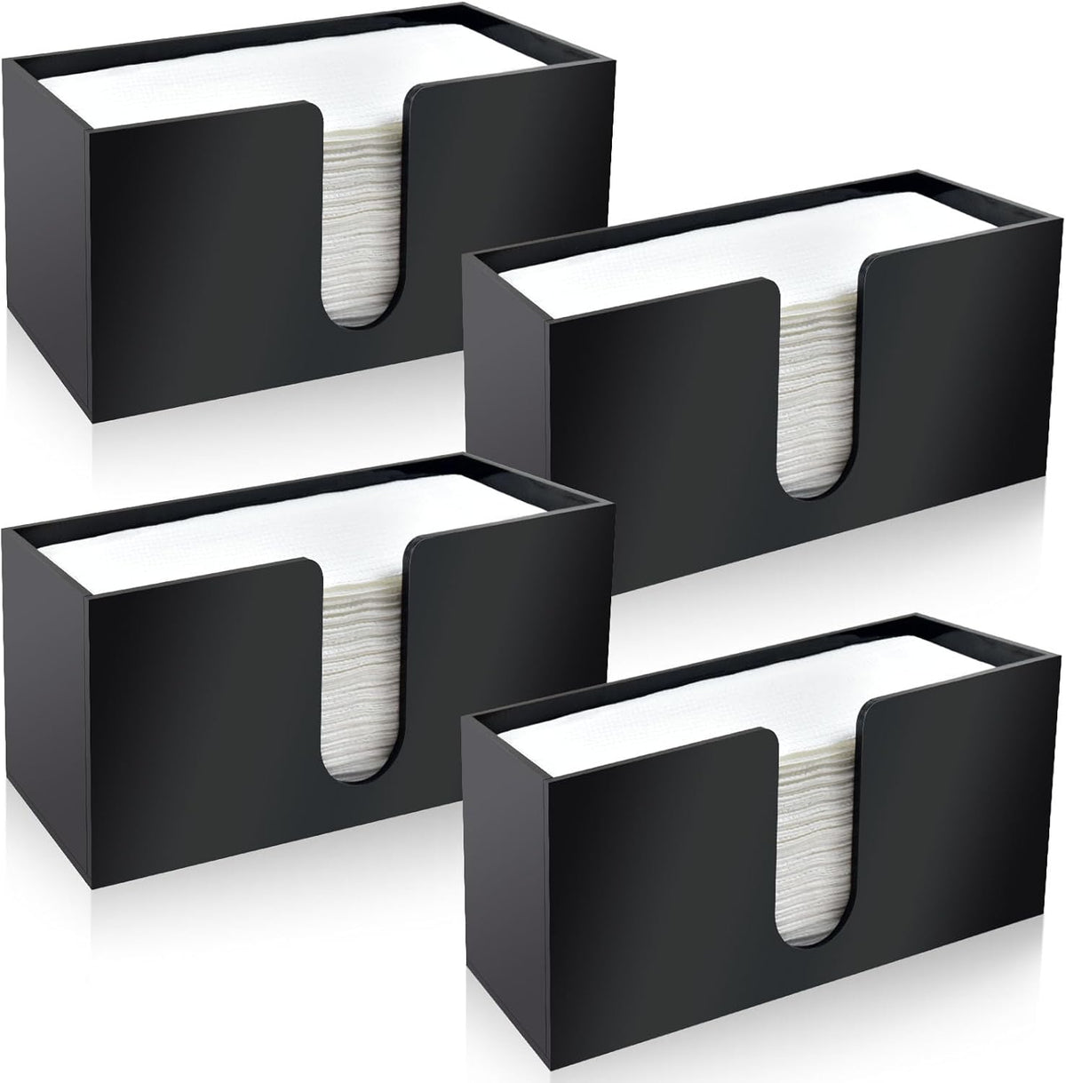 4Pack Black Acrylic Countertop Paper Towel Dispenser, Napkin Dispenser, Multifold Acrylic Paper