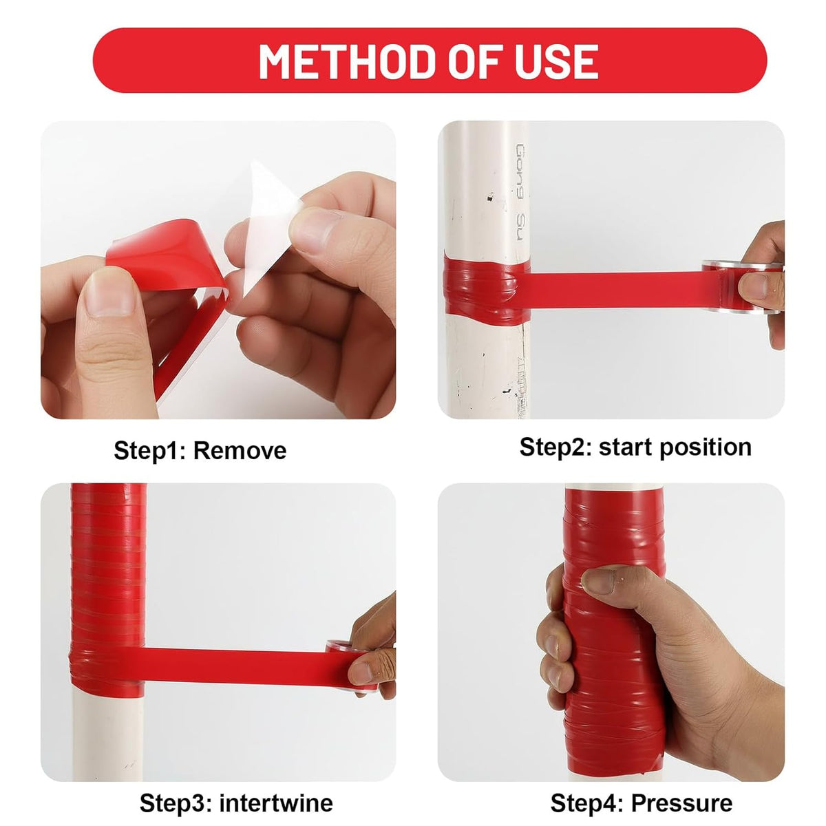 Self Fusing Silicone Tape 2 Rolls 1 in x 10' Red Waterproof Rescue Tape Rubber Leak Silicone